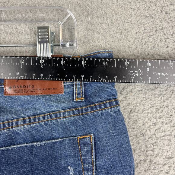 One Teaspoon Short 28 Bandits Relaxed Fit Long Rise Buttonfly Twisted Cuff (32") - Picture 6 of 10